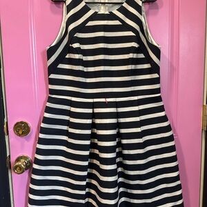 Eliza J Navy White Stripe Fit & Flare Dress Size 14‎